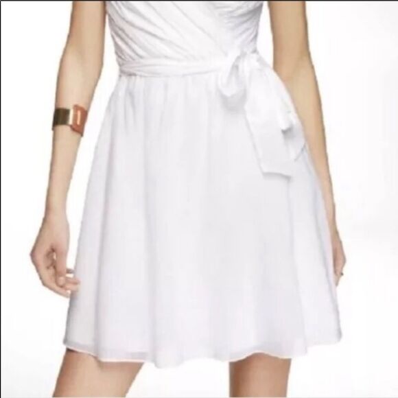 Express White Strapless Tie-Waist Dress - Size 8 - Picture 2 of 15